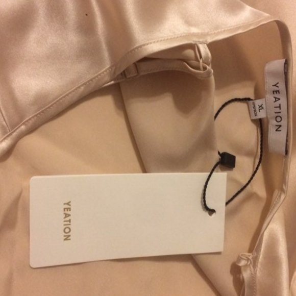 [NEW] [NWT] YEATION Silk Satin Slip Nightgown Rose Gold Pink Dress Chemise [M] - Picture 4 of 8